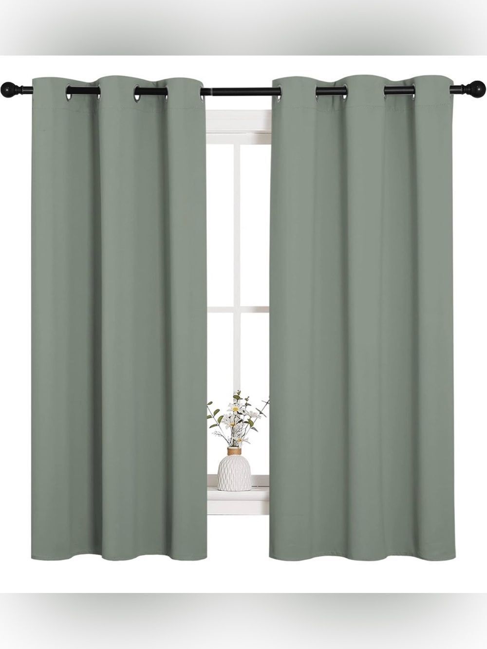 NICETOWN Blackout Curtains 37x63 Sage Green Grommet Panel New